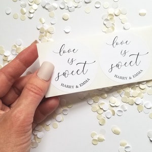 Personalized Wedding Favor Stickers: Love is Sweet