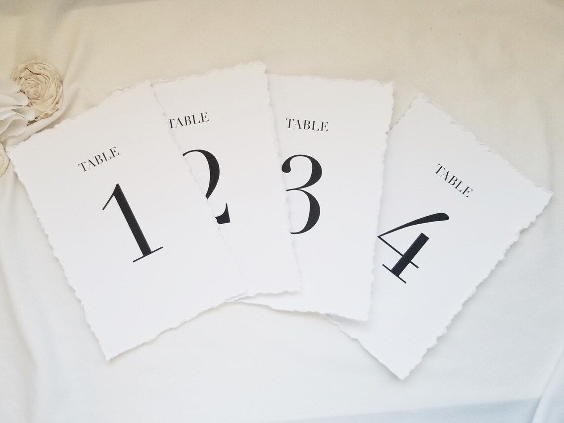 Wedding Table Numbers | Deckle Edge Table Cards - Etsy