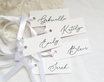Wedding Gift Tags, Gift Tags With Ribbon, Hanger Name Tags, Bridesmaids Tags, Customized Tags, Bachelorette Gift Tag, White Linen