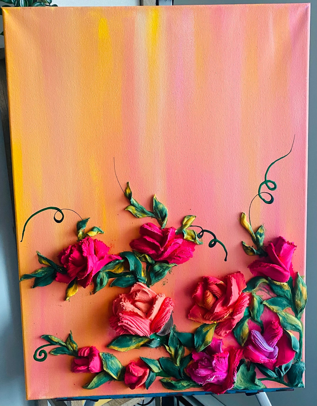 Sculpture Painting, Flower Sculpture, Art Deco, Wall Hanging, Texture