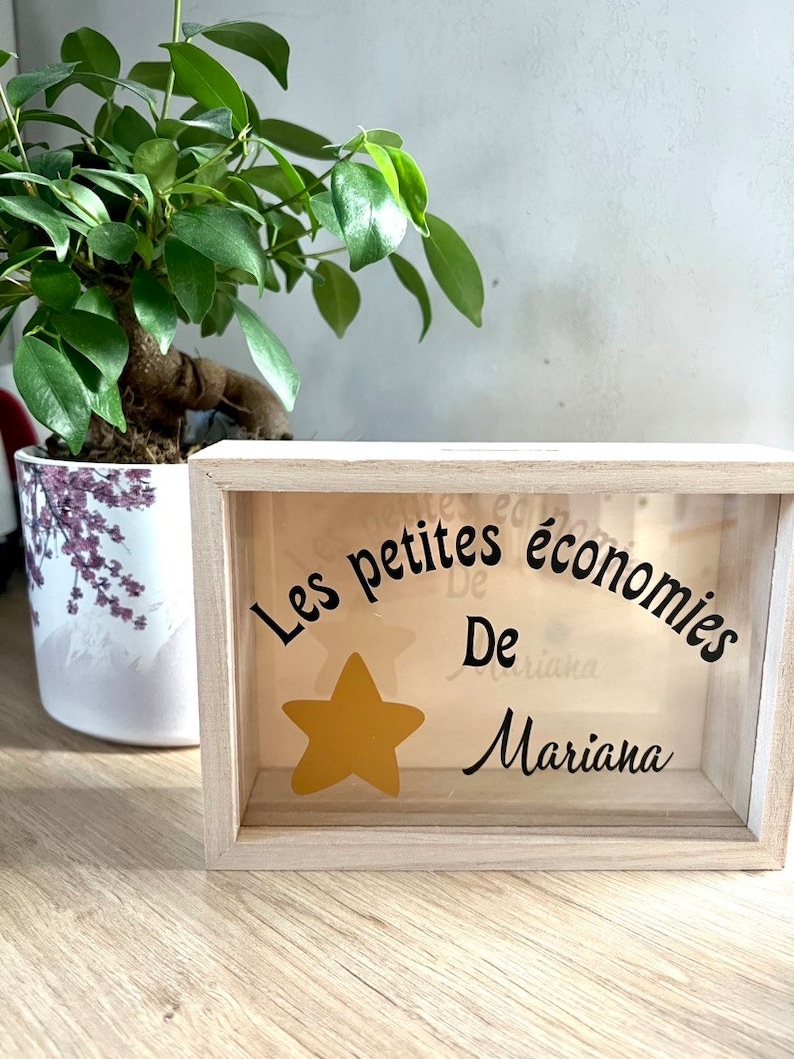 Tirelire Bois Enfant Personnalisée - Gravure Prénom - Fabriqué France - Cadeau Naissance Noël