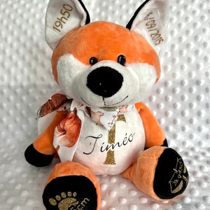 Peluche personnalisé / Cadeau de naissance / cadeau de baptême / Noël / Renard / Nounours / Disney / ma première peluche/ cadeau bébé image 1