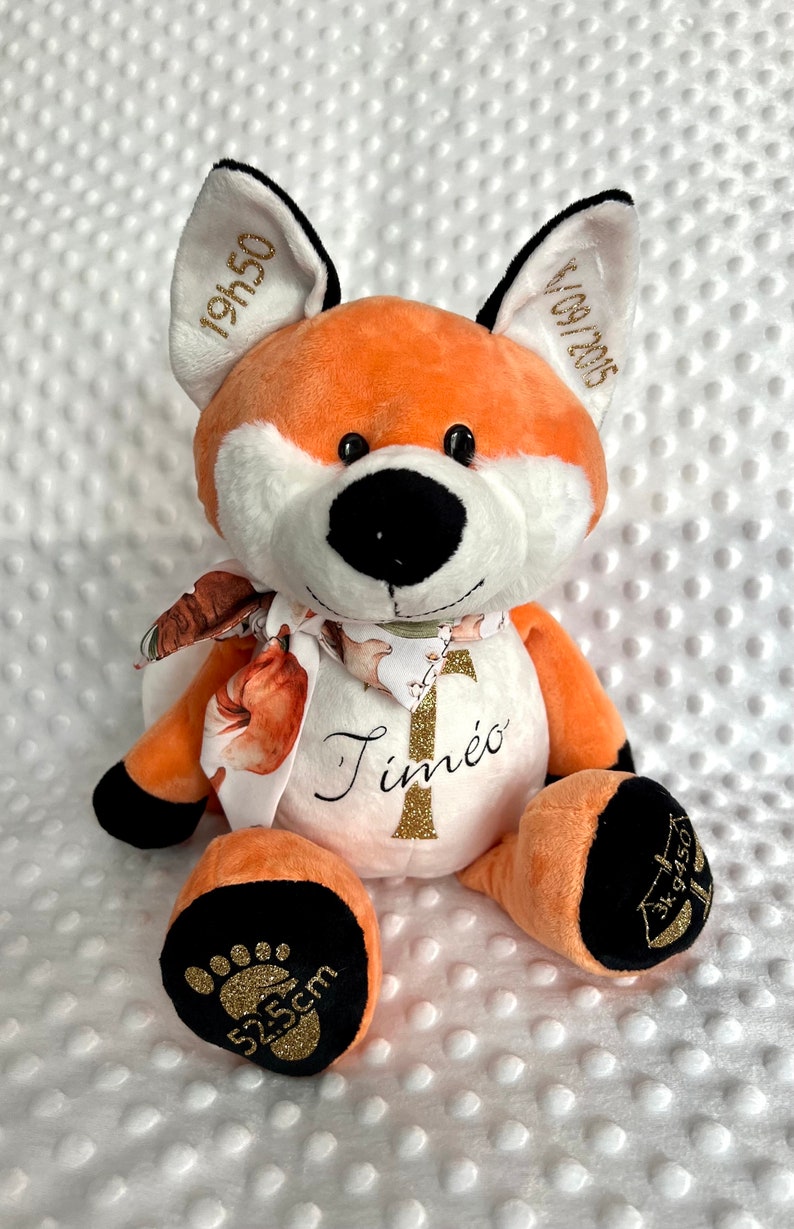 Peluche personnalisé / Cadeau de naissance / cadeau de baptême / Noël / Renard / Nounours / Disney / ma première peluche/ cadeau bébé image 1