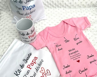 Kit papa / futur papa / cadeau papa / naissance / body / mug / ouvre bouteille /