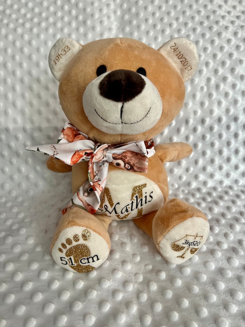 Peluche personnalisé / Cadeau de naissance / cadeau de baptême / Noël / Renard / Nounours / Disney / ma première peluche/ cadeau bébé image 2