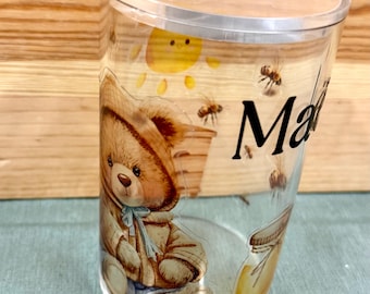 Personalized piggy bank / round piggy bank / teddy bear piggy bank / bee piggy bank /