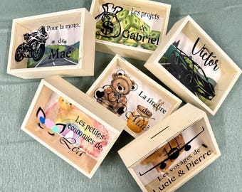 Personalized piggy bank / name piggy bank / wooden piggy bank / baby piggy bank / child's piggy bank / decor / children's room / birth gift /