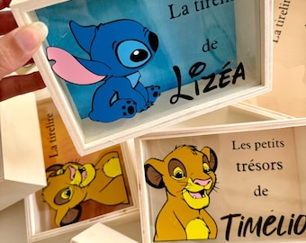 Personalized piggy bank / Simba / children's room / baby shower gift / Christmas / christenings / birthday / wooden piggy bank / Stitch / Disney /