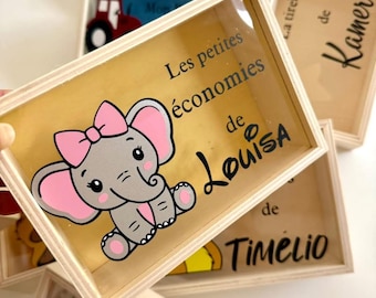 Personalized piggy bank / Disney / children's room / birth gift / Christmas / baptisms / Birthday / Wooden piggy bank / Stitch / Disney