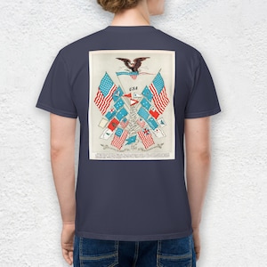 Vintage American USA Flag Print Design T-shirt Men's Tee Color Red 2X-Large  