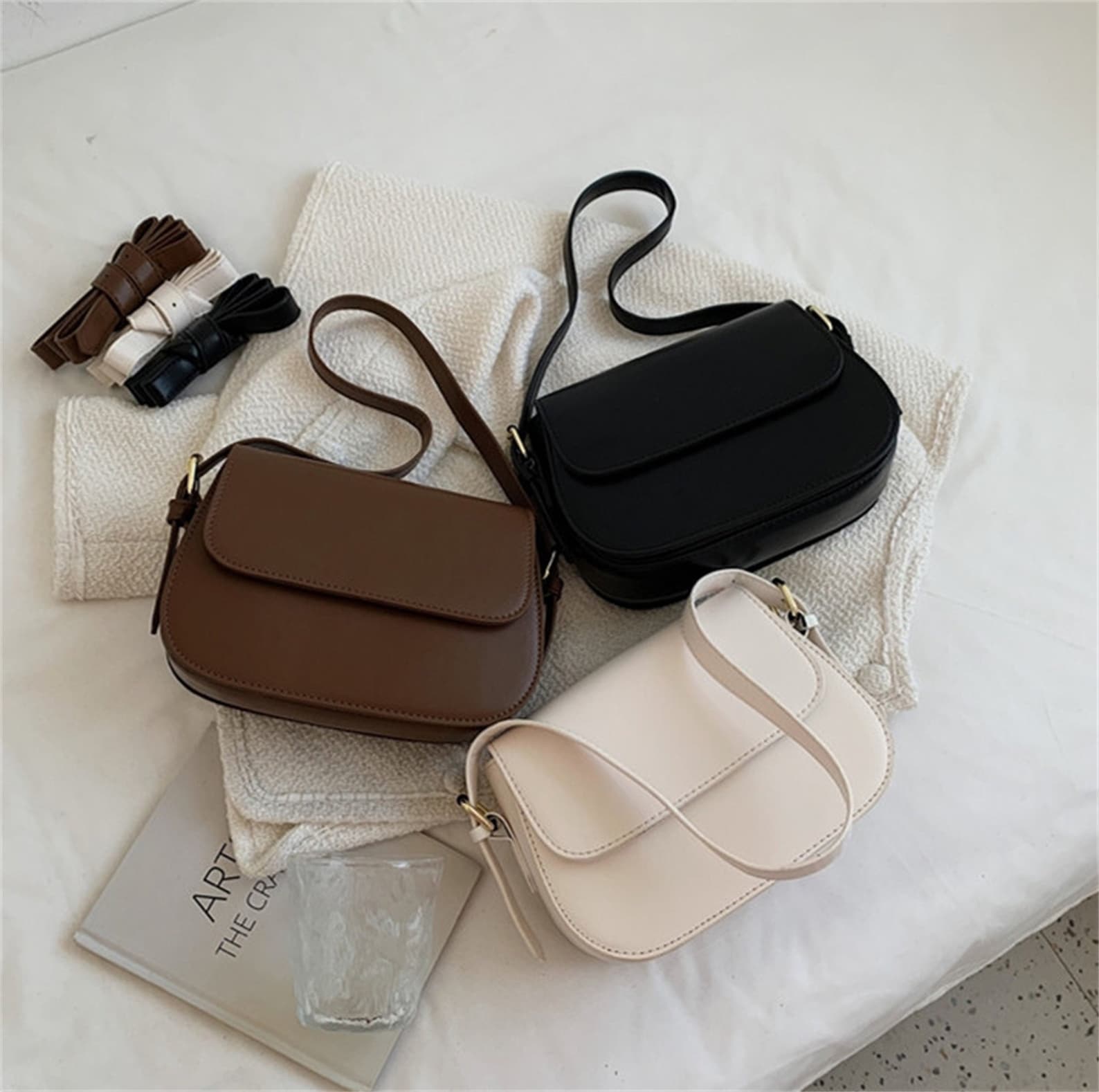 3 Color Leather Square Crossbody Bagshopping - Etsy