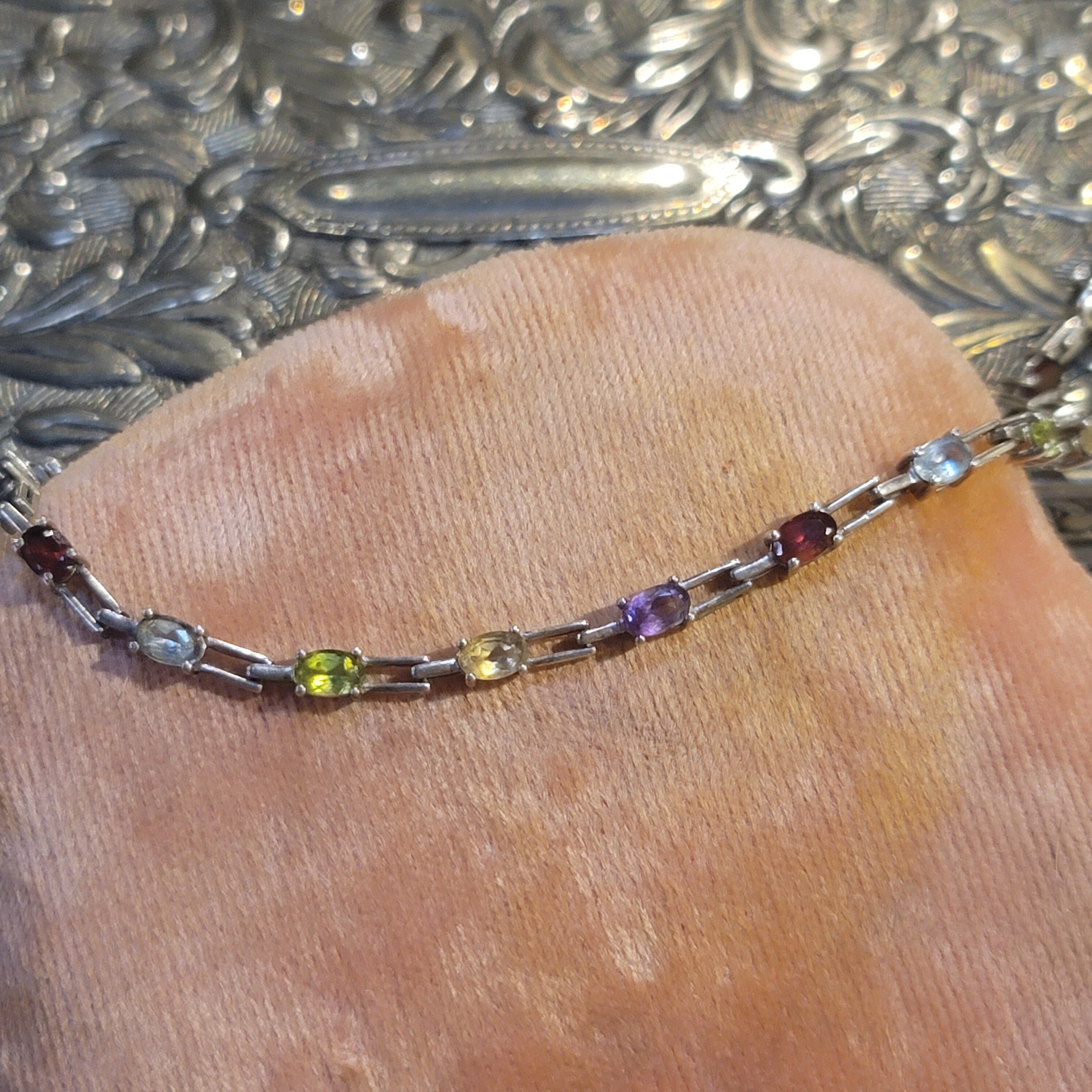 Semi Presious Stone Tennis Bracelet made with Sterling Silver 925