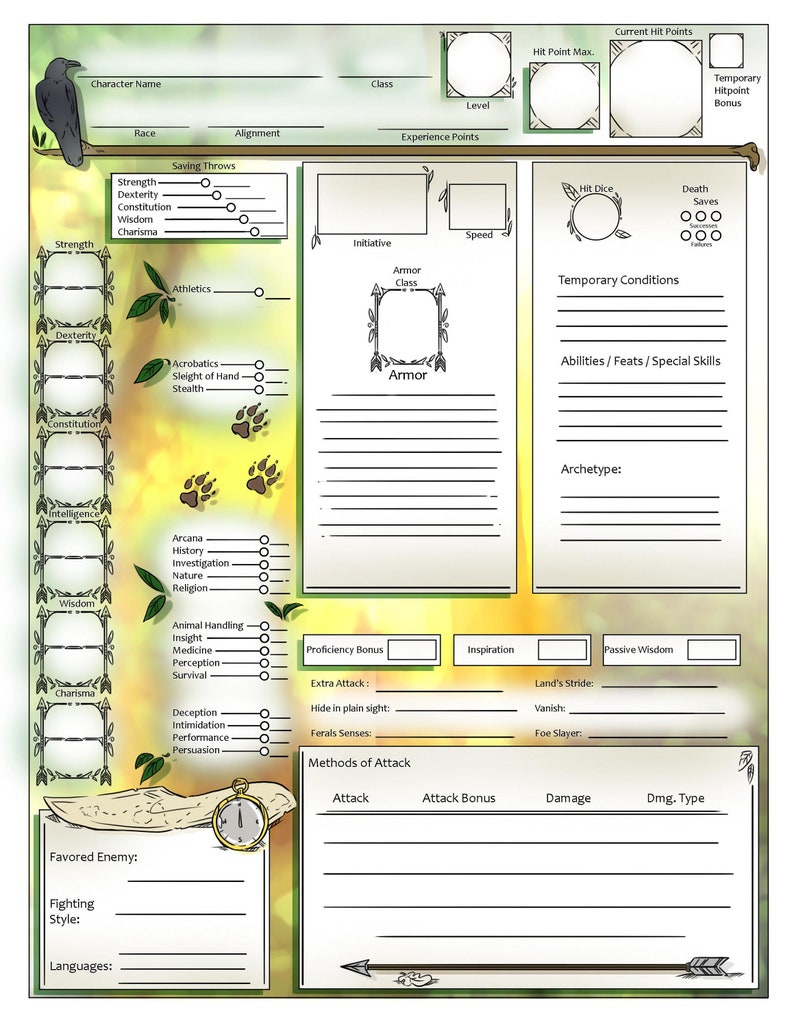 Lone Ranger Dnd 5e Character Sheet Form Fillable PDF Etsy