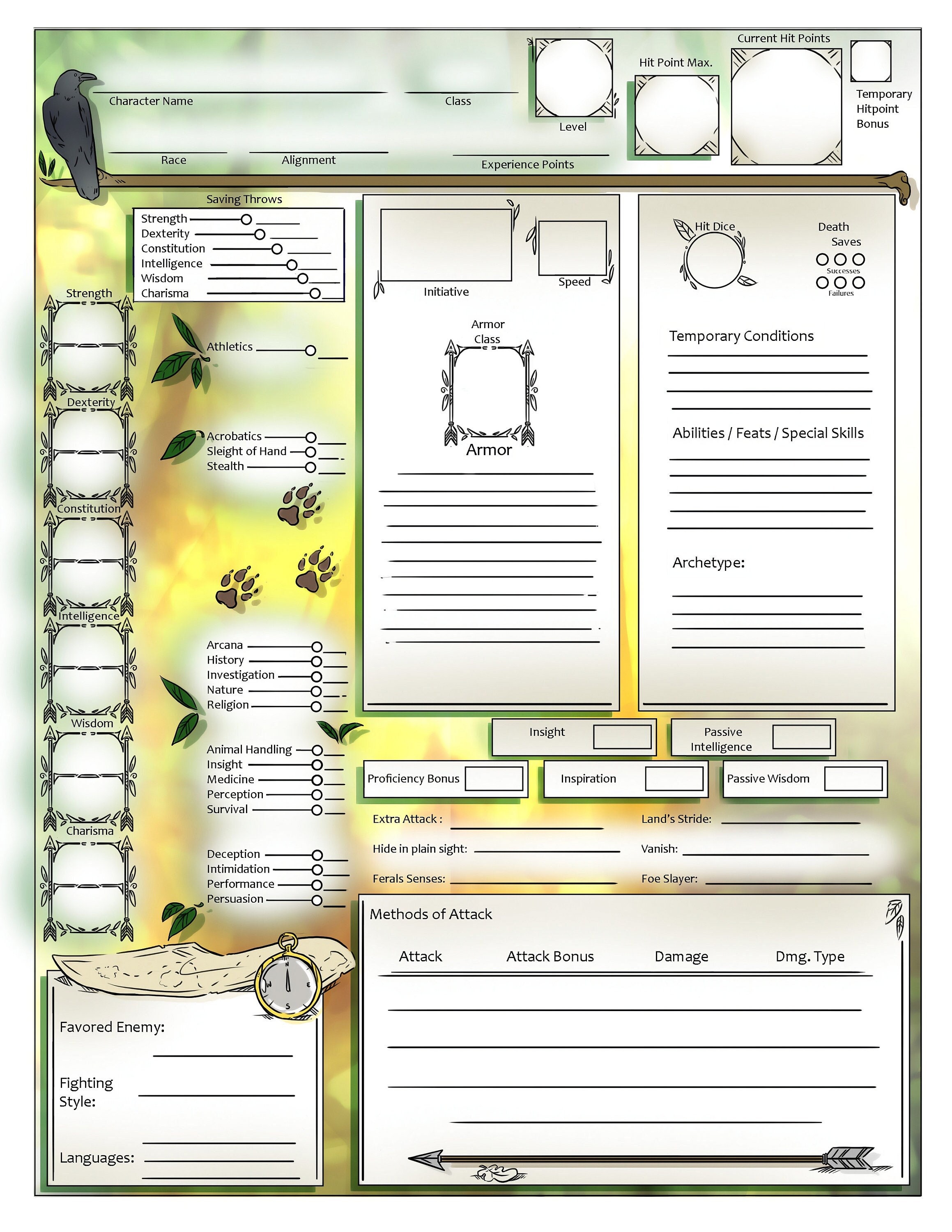 Lone Ranger Dnd 5e Character Sheet Form Fillable PDF Etsy UK