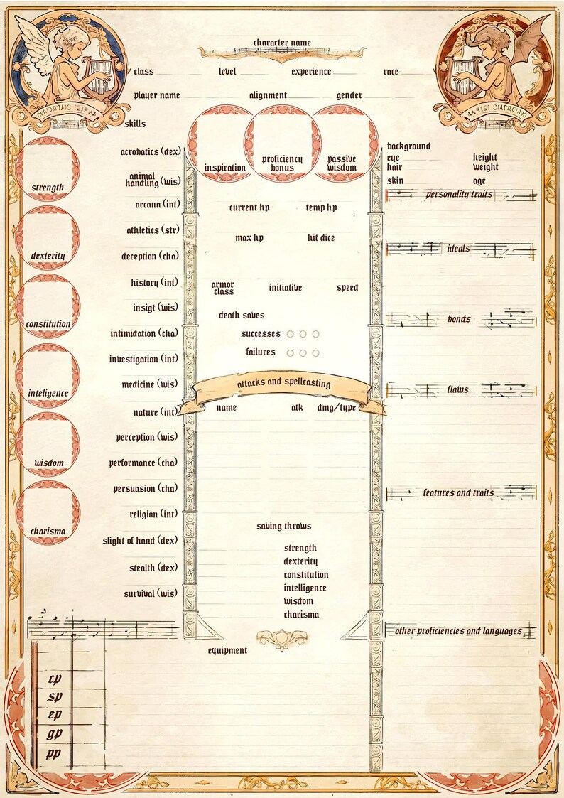 John Bard Character Sheet Form Fillable Printable Forms Free Online