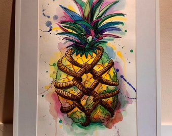 Shibari. Pineapple. Watercolour. Painting. Artwork. Print. Swinger. Kink. Swink. Art.