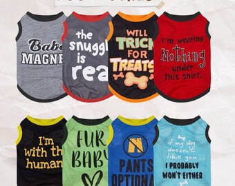 Dog clothes, dog shirts, funny dog t shirts, dog outfits, 8 pieces