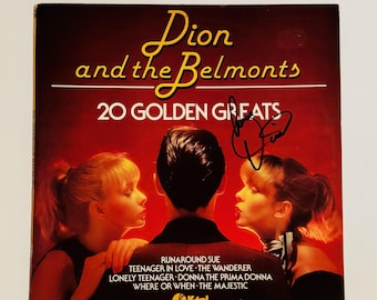 Disco de vinilo LP "20 Golden Greats" de Dion And The Belmonts, portada autografiada con certificación