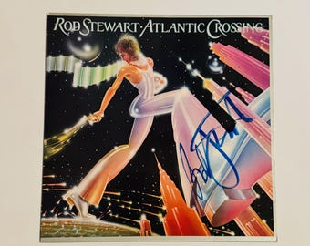 Rod Stewart Atlantic Crossing Vinyl Record LP Cover Autographed With Certification