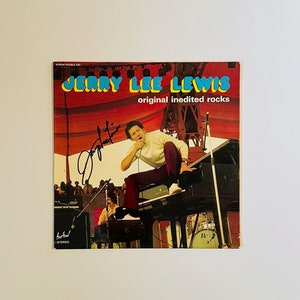 Capa do LP do disco de vinil de Jerry Lee Lewis autografada