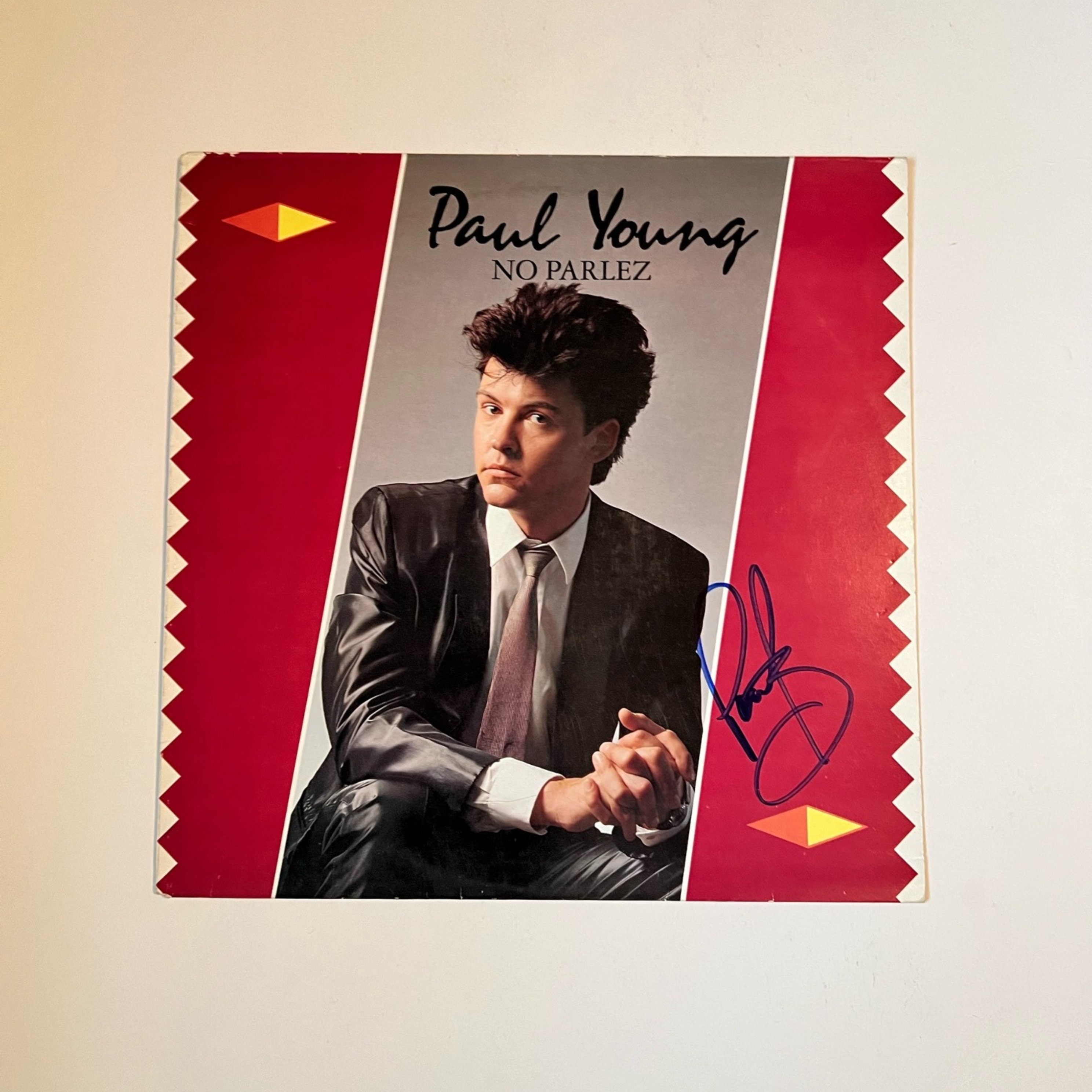 ポール・ヤング「No Parlez」ビニールレコード LP カバー 直筆サイン