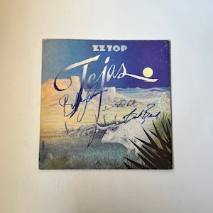 ZZ Top Tejas Vinyl Record LP Cover Autographed