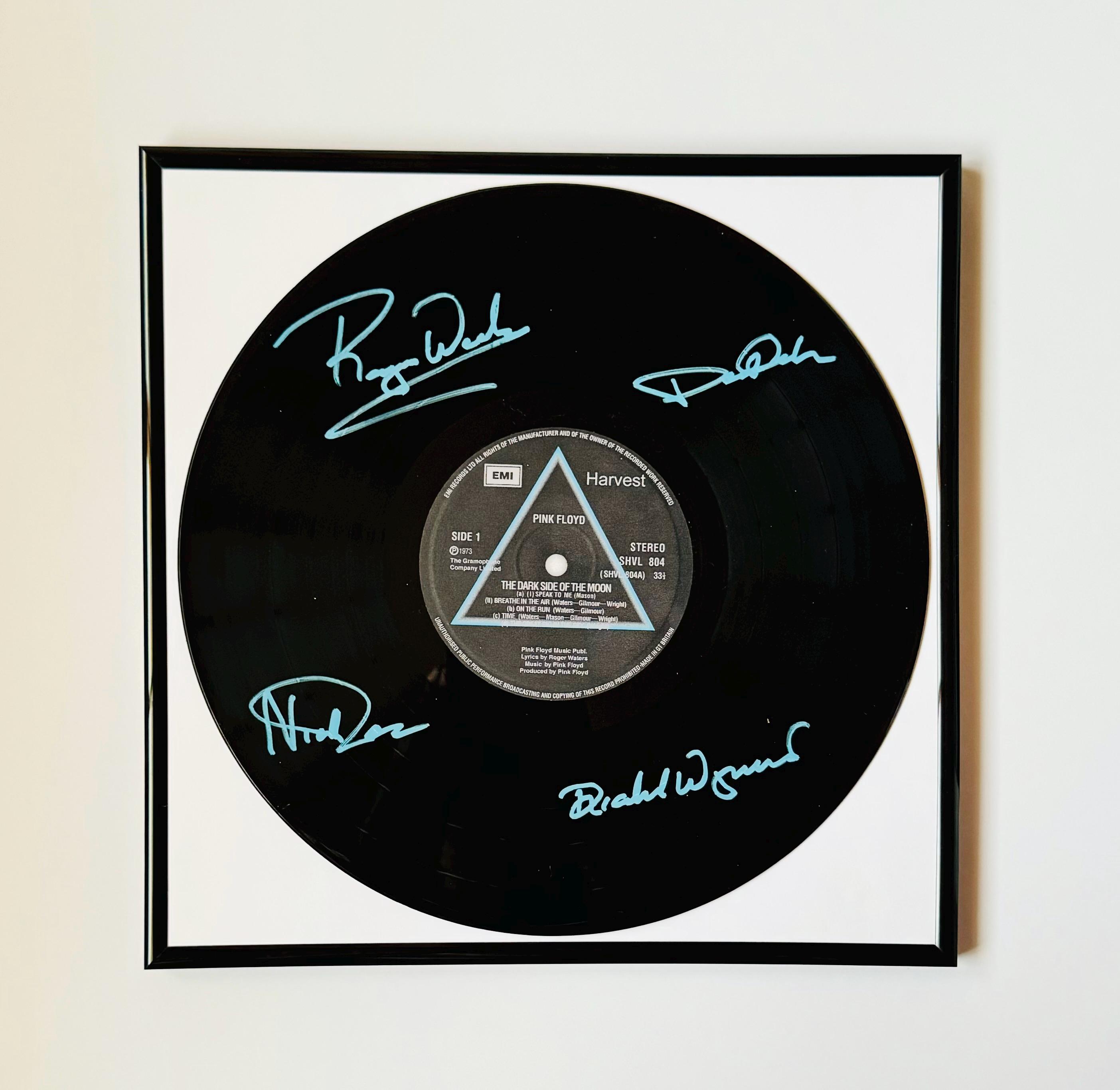 Pink Floyd Dark Side of the Moon Signed Vinyl Record With Black
