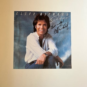 Cliff Richard Silver Vinyl Record LP Cover Autographed