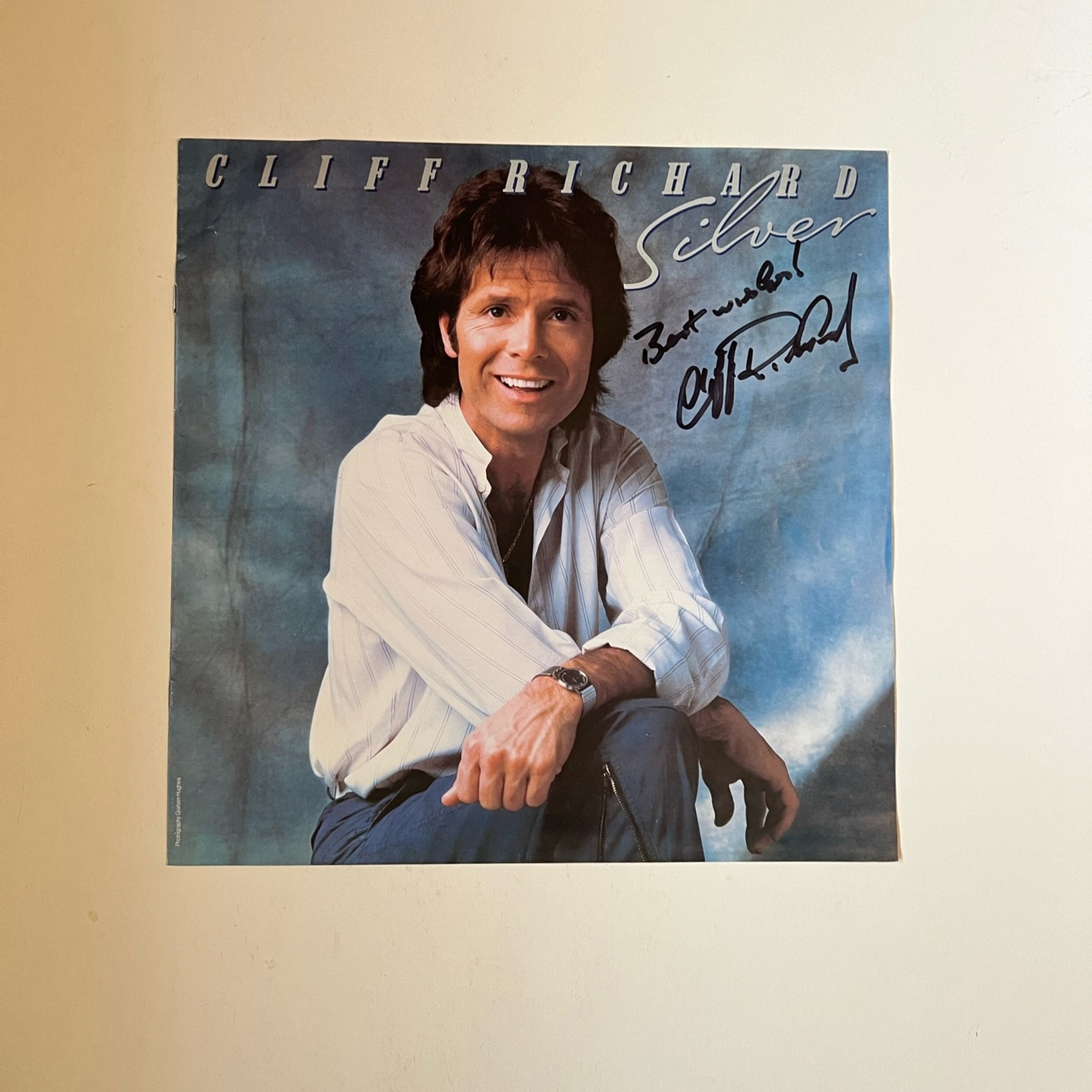 Cliff Richard Silver Vinyl Record LP Cover Autographed