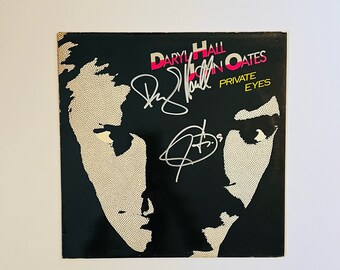 Hall & Oates Private Eyes Vinyl Record LP Cover Autographed With Certification