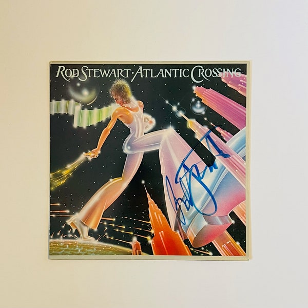 Rod Stewart Atlantic Crossing Vinyl Record LP Cover Autographed