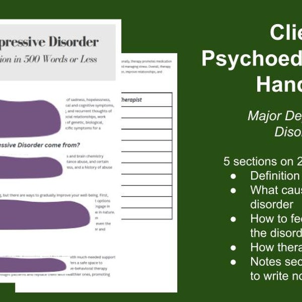 Major Depressive Disorder Psychoeducational Handout