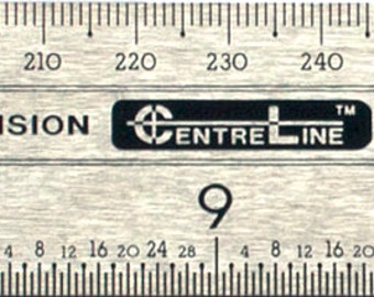 Vintage 18 In Stainless Steel Ruler with mm, 1/32 Cork Back with Hanging Hole Made in USA