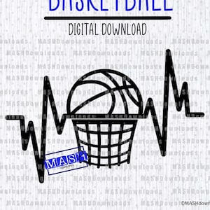 Basketbal Hartslag SVG, Sport Clipart png, Cricut cut Bestanden, Silhouette Studio, Vector, Foto's, Graphics, Instant Digital Download