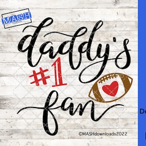 Daddys # 1 Fan, Football Dad SVG, Football Coach Dad, Cricut Cut File, dxf png pdf jpeg, Graphics en afbeeldingen voor DIY, Digitale Download