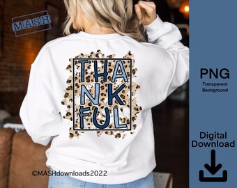 Thankful Fall Png, Png File for Sublimation Printing, Leopard Thanksgiving Clipart, DTG, Instant Download