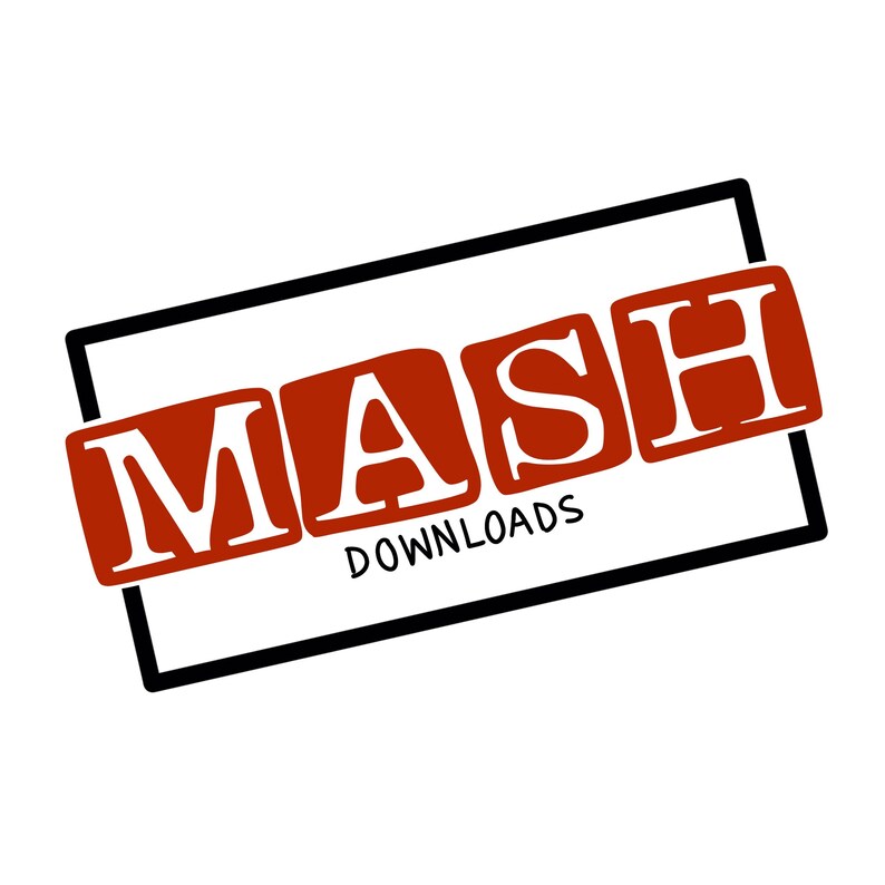 May include: A red rubber stamp with the word "MASH" in white letters inside a black rectangle. The text "DOWNLOADS" is below the stamp.