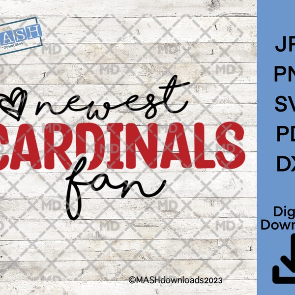 Newest Cardinals Fan SVG, Cutest Fan, Cricut Cut File, School Pride, Team Spirit, dxf png jpeg, Digital Download, Vector, Graphic, Picture