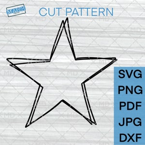 落書き星 SVG、手描き星、クリカット カット ファイル、複数のアウトライン、シルエット、png jpeg pdf dxf、インスタント デジタル ダウンロード