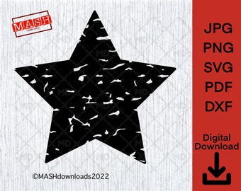 Distressed Star SVG, Grunge Style, Star Clipart, Cricut Cut File, Silhouette, dxf png jpeg pdf, Digital Download