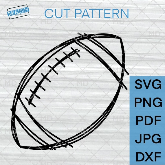 Scribble Football SVG, Hand Drawn, Cricut cut Files, Sports Ball, Silhouette, Football Clipart, png jpeg pdf dxf, Instant Digital Download