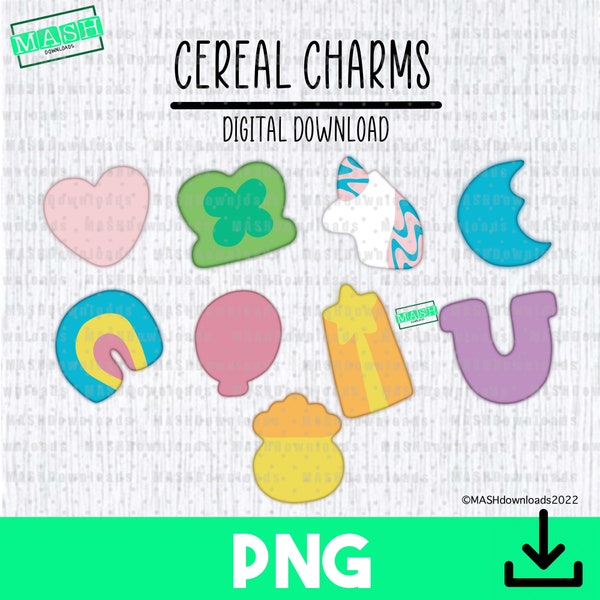 Cereal Charms PNG, Lucky Marshmallow Clipart, St Patricks Day Images, 3D, Digital Download