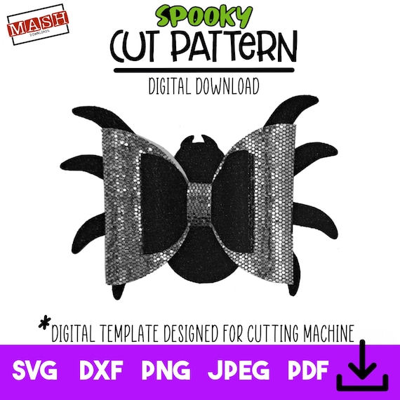 Halloween Bow SVG, Spider Hair Bow Template, Instant Digital Download, Cricut Cut Files, Silhouette Cut Files, Spider Bow Download
