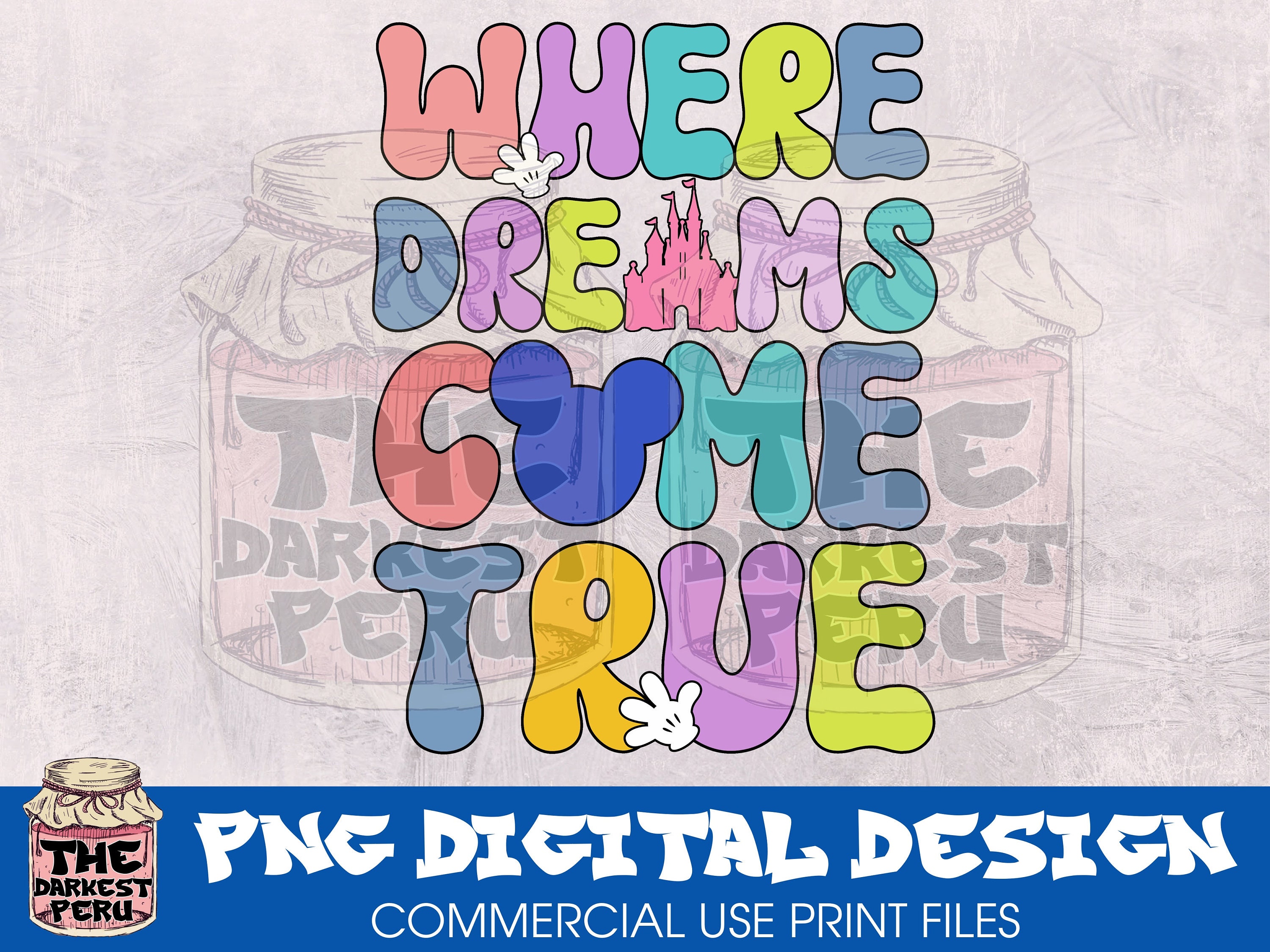 Where Dreams Come True 2 Blue Mickey World/land PNG Etsy