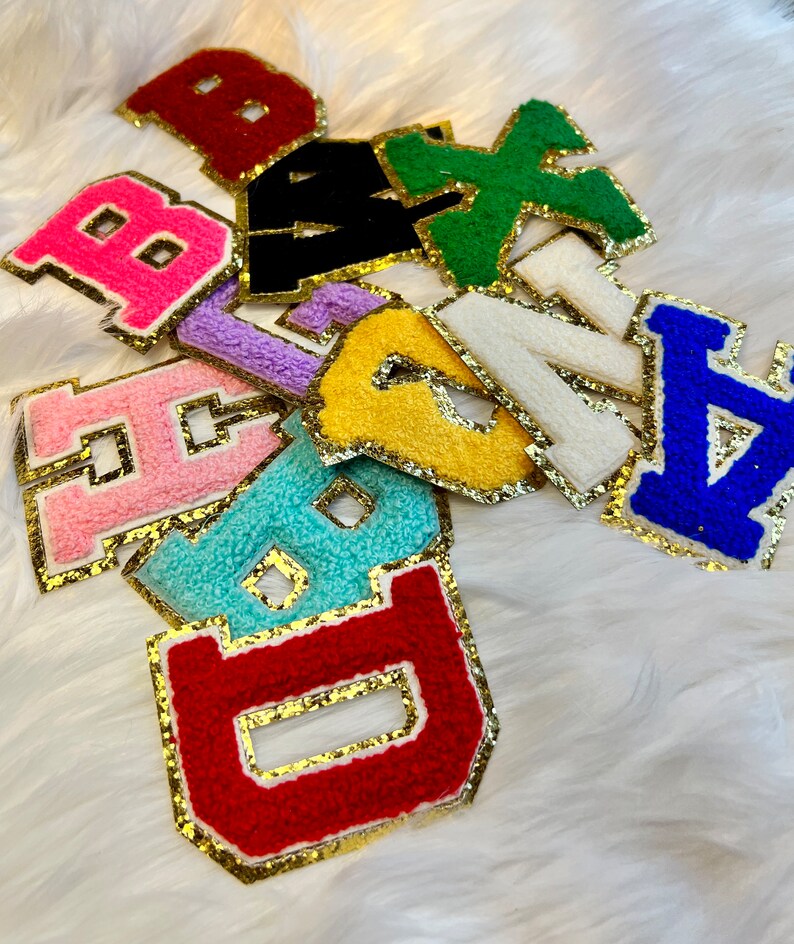 Ironon Chenille Letter Patches Chenille Patch Letters With Gold