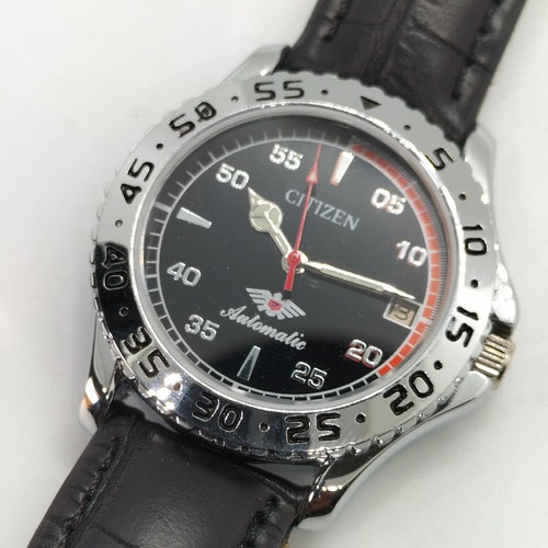 Vintage Citizen Automatic Sporty Case Black Dial Stainless Steel deals Case Working Watch Movement No 8200A Free Shipping