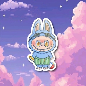 Süßer Sommer-Labubu-Aufkleber | Labubu-Badeanzug-Outfit | Kawaii Labubu-Pool | Sonnig |