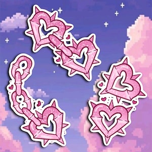 Autocollants Coeur Chaine Punk Brillant | mignon | Gothique | Kawaii | Rose | Cadeau fait à la main