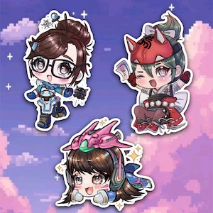 Autocollants Overwatch Matte | mignon | Dva Kiriko Mei | Kawaii