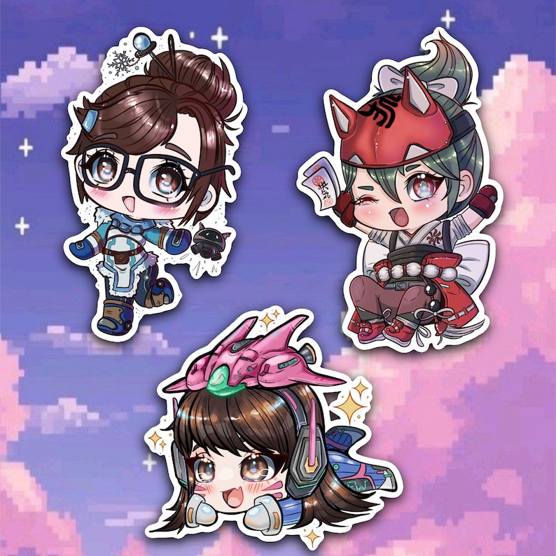 Dvachibi Sticker Overwatch Matte Stickers | Cute | Dva Kiriko Mei | Kawaii - Etsy